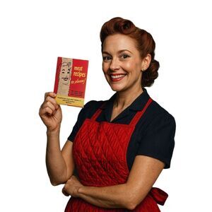 Meet recipes to please ! Vintage ephemeral Small cookbook with menus. 1954-55